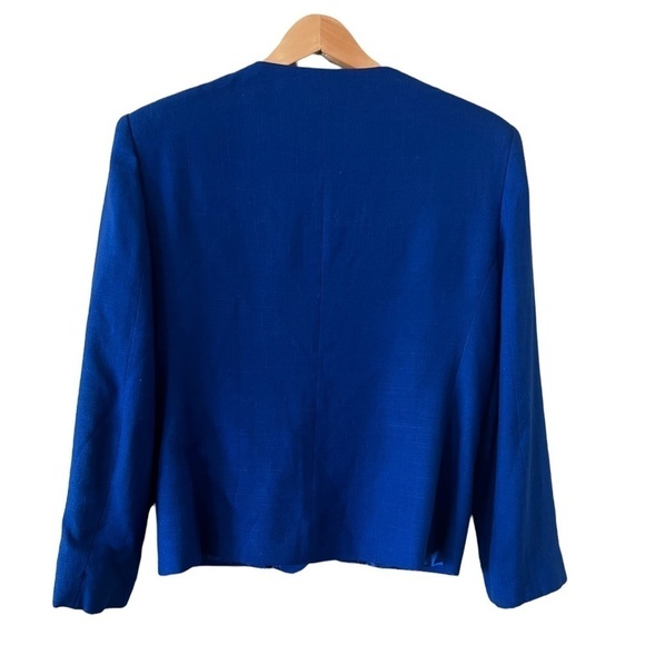 CHRISTIAN DIOR Royal Blue Cropped Blazer Size 12 - Picture 5 of 7